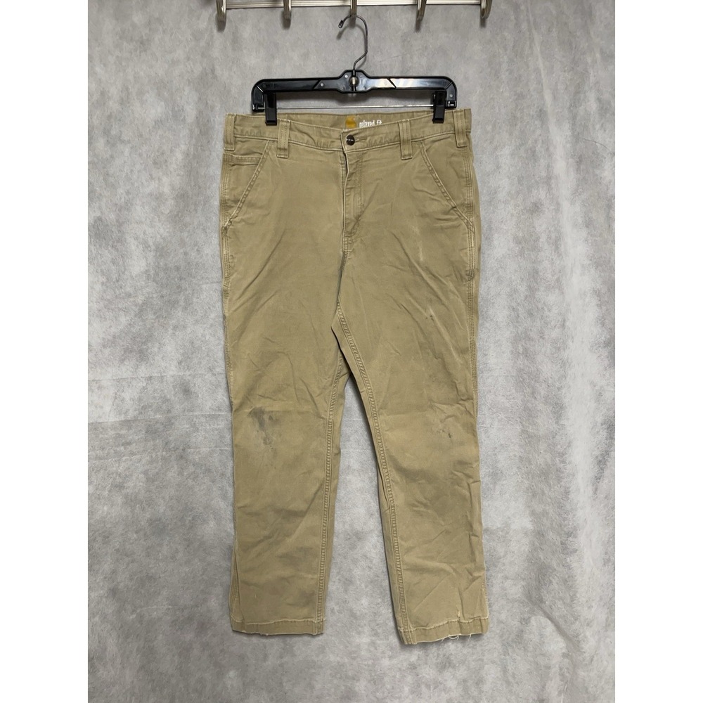 Carhartt Pants Men's 32X28 Beige Rugged Flex Dungaree Canvas Utility Work 102291 - Picture 2 of 15